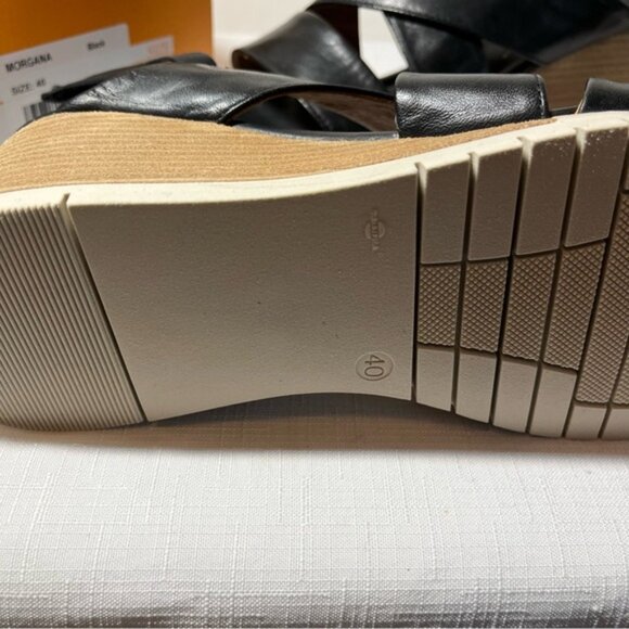 New MIZ MOOZ Black Leather Wedge Sandals Size 9 or 40 - Picture 5 of 7